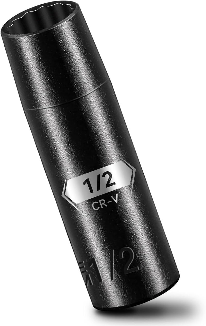 BLACKROBOT 1/2 inch 12-Point Deep Impact Socket, 1/2 Inch Drive, Metric, Cr-V Steel With Black Manganese Phosphate Coating - Image 1